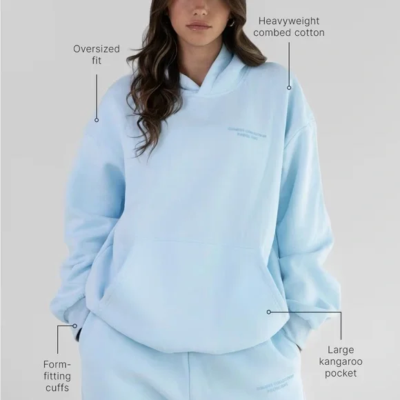 NWOT Comfrt Women's Light Blue Hoodie - Picture 2 of 3